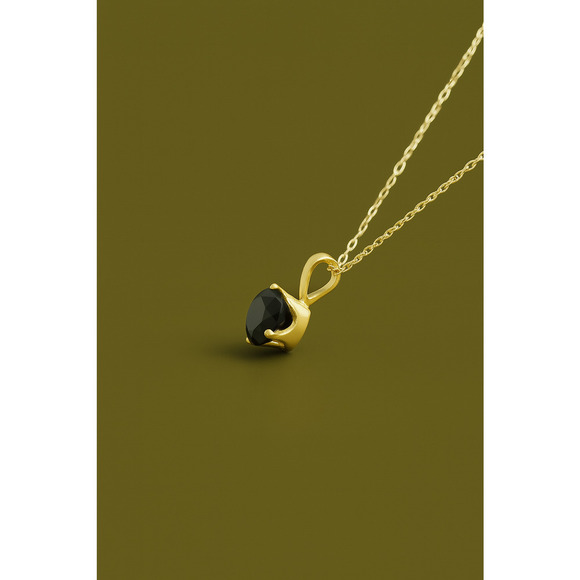 4 Ct Black Diamond Pendant + Stud Set | 14K Gold | Unisex Minimalist Jewelry | - Picture 7 of 8